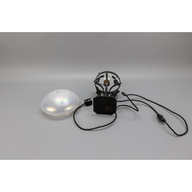 Art Nouveau French White Iridescent Glass and Wrought Iron Table Lamp, 1920s For Sale - Image 18 of 18