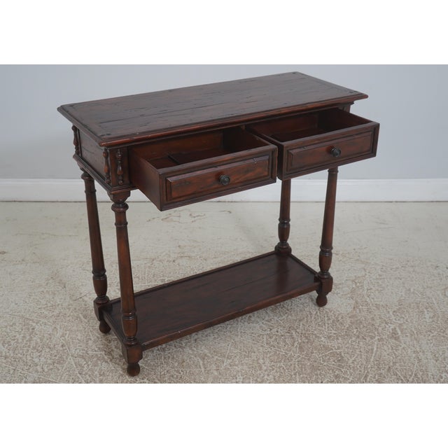 English Theodore Alexander Mahogany 2 Tier 2 Drawer Console Table For Sale - Image 3 of 18