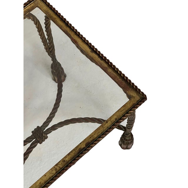 1950s Gilt Hollywood Regency Rope & Tassel Metal and Glass Nesting Tables For Sale - Image 15 of 18