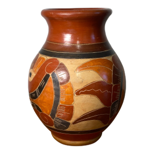 Handmade Costa Rica Pottery Vase 2002 Vintage Folk Art Clay Ceramic Decor