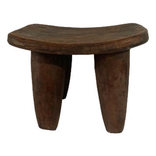 African Rustic Senufo Wood Milk Stool I . Coast 11" W For Sale