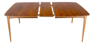 American Walnut Mid Century Modern 1x12" Leaf Extension Board Dining Table