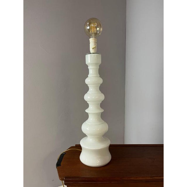 Danish Table Lamp in White Glass For Sale - Image 11 of 11