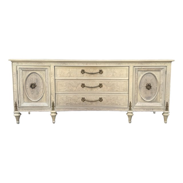 Vintage French Provincial Burlwood Dresser by Detroit Furniture For Sale