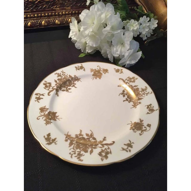 1930s 1930s Hammersley Rose Point White & Gold Bone China Teacup Trio Sets - Set for 2 For Sale - Image 5 of 13