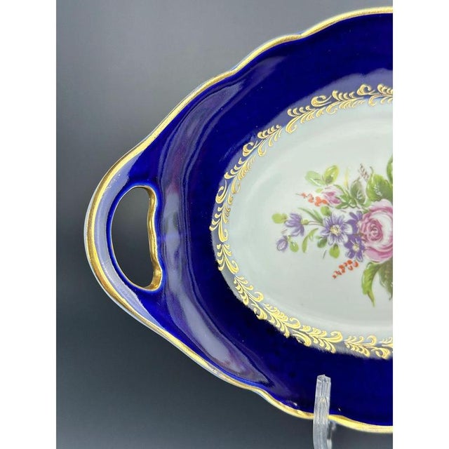 Vintage Cobalt Blue Tray from Limoges, France, 1950s For Sale - Image 5 of 10