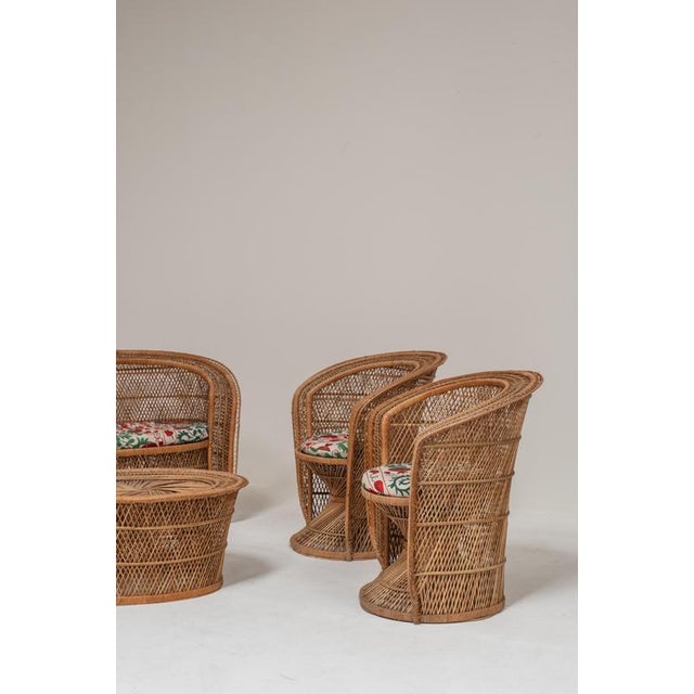 Swedish Woven Rattan Lounge Set, 1970s, Set of 4 For Sale - Image 4 of 13