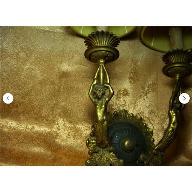 Gold Art Nouveau Sculptural Bronze Wall Sconces, 1920s, Set of 2 For Sale - Image 8 of 10