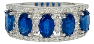 Bochic "Retro Vintage" Sapphire & Diamond 18K Gold & Eternity Cluster Ring