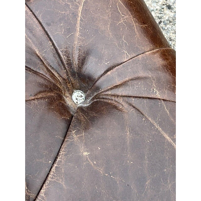 Foot Stool in Brown Leather For Sale - Image 12 of 14
