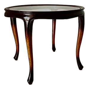 Vintage French Art Deco Coffee Table in Beech and Glass, 1920s