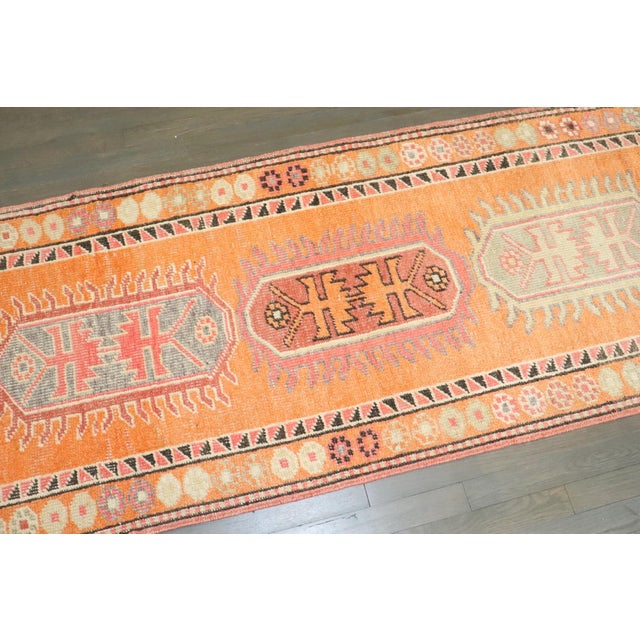Textile Vintage Orange Anatolian Turkish Runner - 2'7" x 12'5" For Sale - Image 7 of 8
