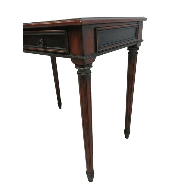 1990s Theodore Alexander Writing Desk Console French Leather Top Ladies For Sale In Philadelphia - Image 6 of 10