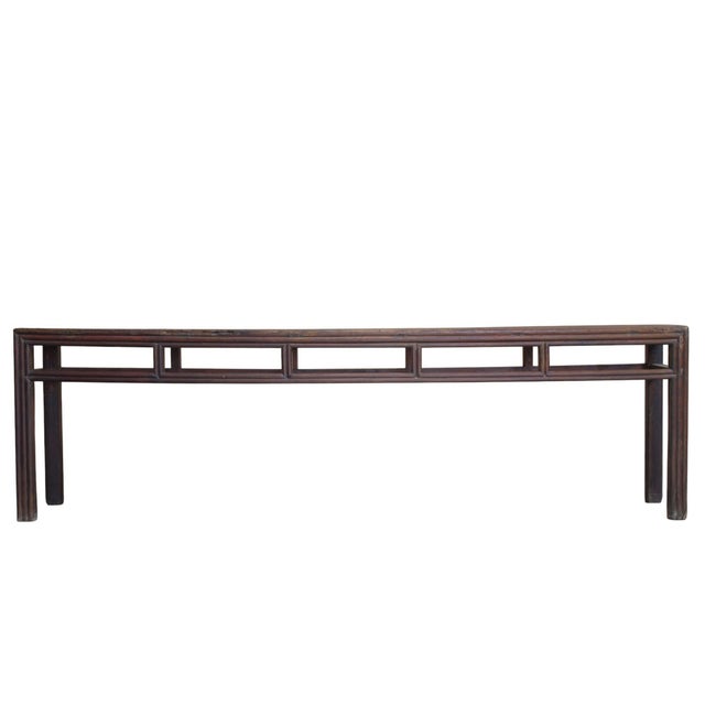 This authentic 19th-century Chinese console table is handcrafted from solid elm and measures an impressive 116 inches...