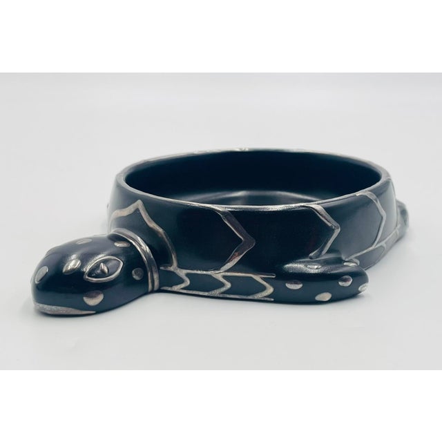 Metal 1980s Emilia Castillo Turtle Catchall Bowl in Black Porcelain & Pure Silver, Mexico For Sale - Image 7 of 18