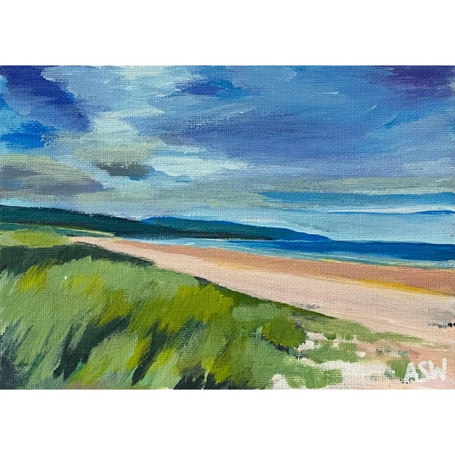 Miniature Beach Landscape of East Coast of Scottish Highlands by British Artist, 2022, Framed For Sale - Image 9 of 9