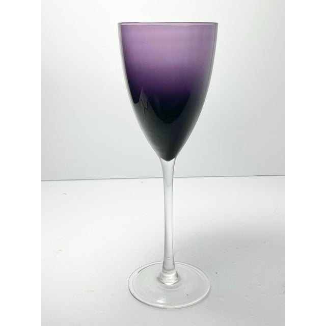 Vintage Deep Purple Amethyst Tall 7 Wine or Water All Purpose Glasses For Sale - Image 4 of 5