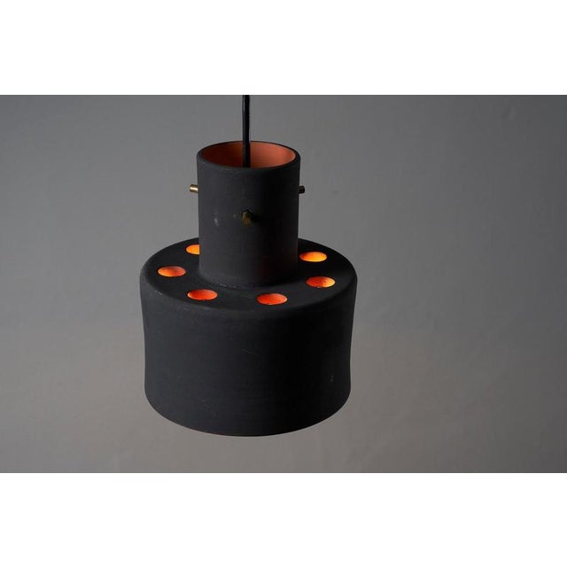 Contemporary Black Terracotta Plant Light Pendant from Artiforte, Netherlands, 1950s For Sale - Image 3 of 10