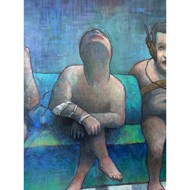 Royal Blue 1990s Stephen McCowan Expressionism Oil on Canvas Painting Coconut Grove Miami For Sale - Image 8 of 8