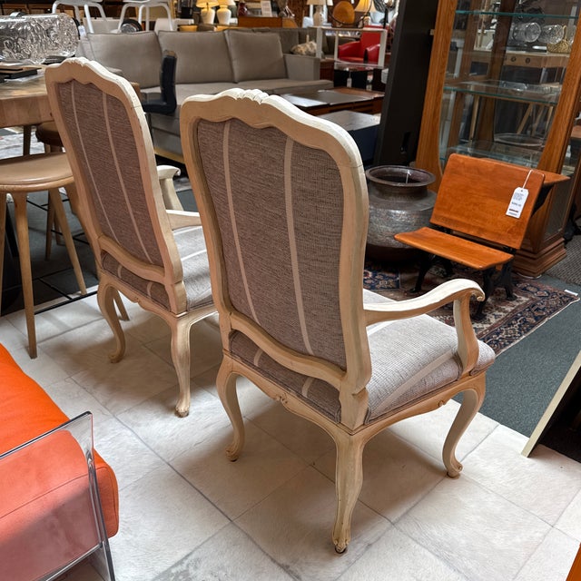 Jacara’s French Provincial Louis XV Style Upholstered Armchairs, Pair For Sale - Image 4 of 12