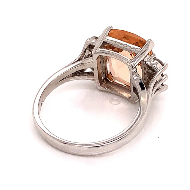 Diamond Morganite Ring 14k Gold 5.60 TCW Certified, Size 6.75 For Sale - Image 13 of 13