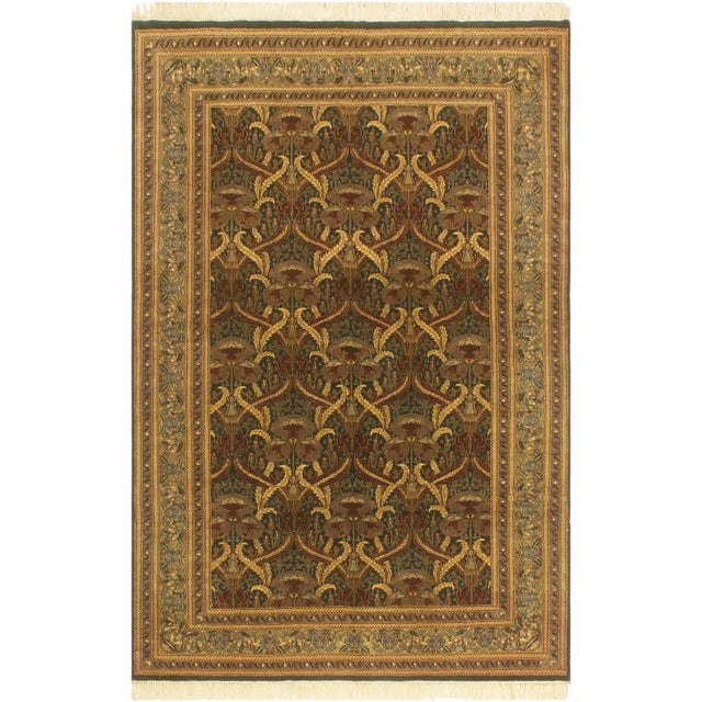 Green 1980s Art Nouveau Green/Gold Wool Rug - 5'5 X 8'1 For Sale - Image 8 of 8