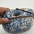 19th C. Antique Blue Spongeware Stoneware Bowl W/ Wire Bale Wooden Handle For Sale - Image 10 of 12