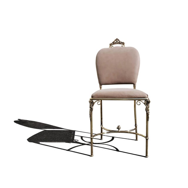 Gold An Italian Neoclassical Brass Single Side Chair - Vanity Chair For Sale - Image 8 of 8