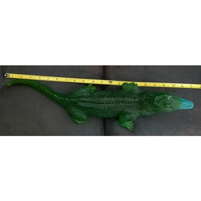 Rare Retired HTF Daum France Large Crystal Green Alligator Figurine Pate-De-Verre 20" For Sale - Image 9 of 12