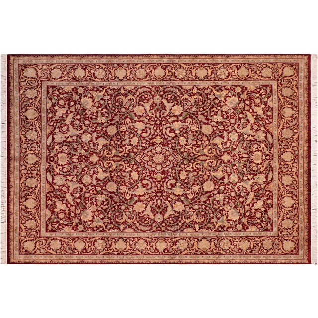 Red Elegant Kashan Pak-Persian Red/Gold Wool Rug - 8'1'' X 10'1'' For Sale - Image 8 of 9