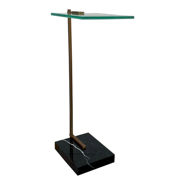 Currey & Company Modern Black Marble Neil Drinks Table For Sale