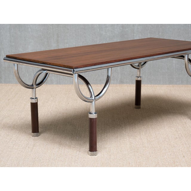 Vintage Italian Tri-6 Coffee Table in Teak and Chrome, 1970s For Sale - Image 10 of 14