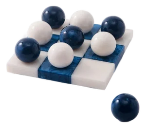 Lapis Blue /White Italian Alabaster Marble Tic-Tac-Toe
