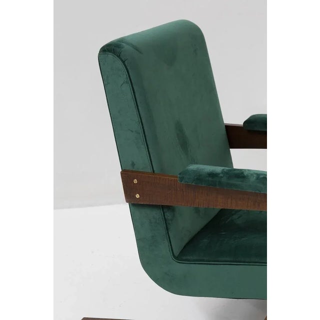 Forest Green Set of 20th Century Brazilian Green Velvet Armchairs, 1950s For Sale - Image 8 of 12