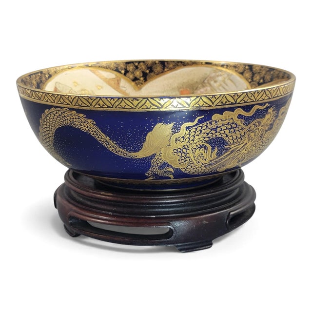 A richly decorated Kyoto Satsuma bowl from the late Meiji period, conceived as a luxury object with strong visual impact....