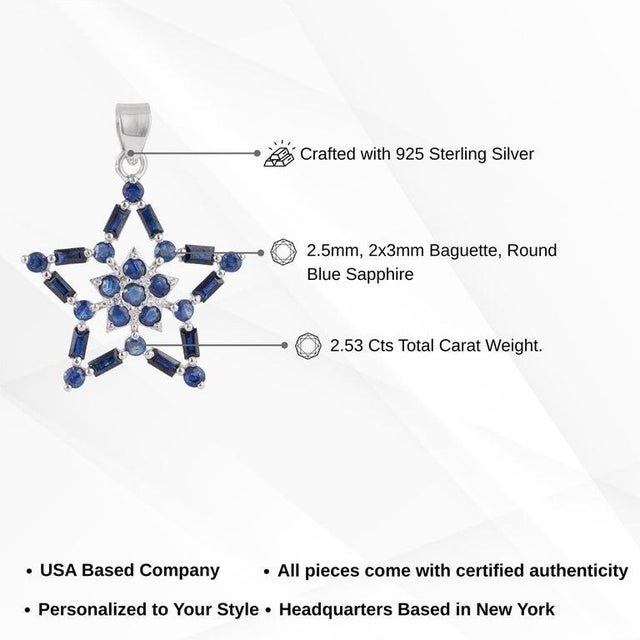 Celestial Mosaic Pendant With Natural Sapphire in Sterling Silver For Sale - Image 13 of 15