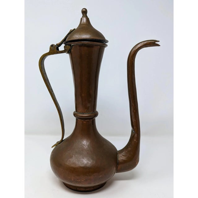 Shabby Chic Vintage Copper Tea Pot Pitcher - Beautiful Patina For Sale - Image 3 of 13