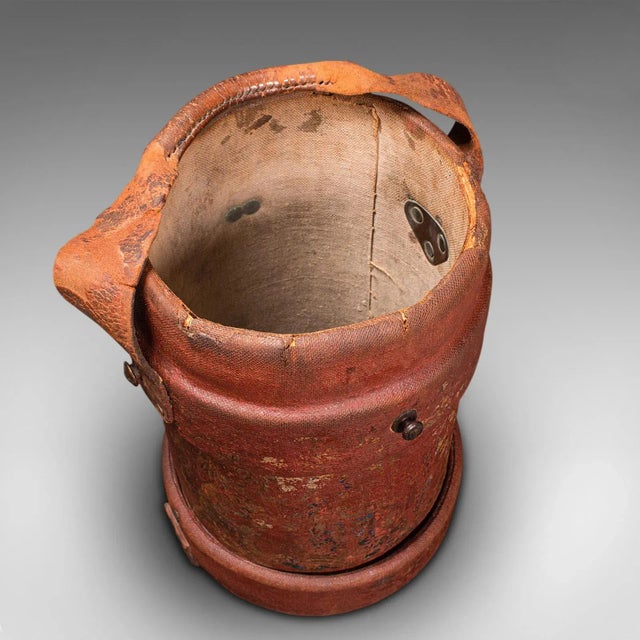 1910s Edwardian Antique English Leather Decorative Bucket For Sale - Image 6 of 11