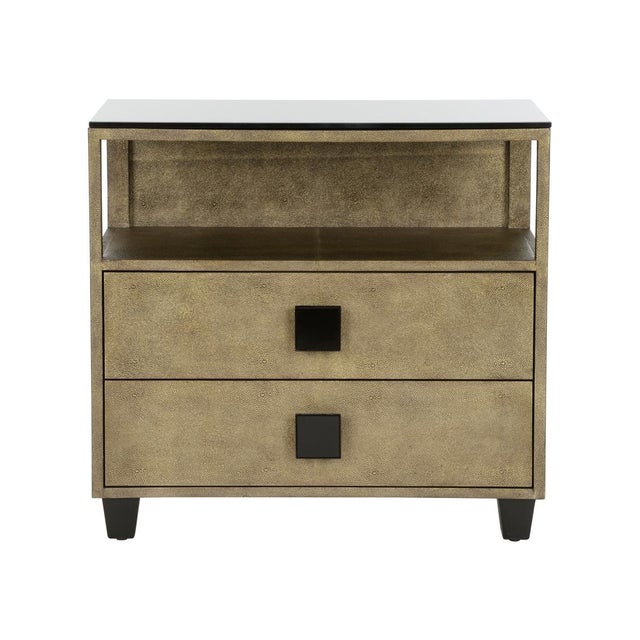 The Pendry Nightstand brings modern intrigue to your bedside. Finely crafted with a smokey glass top to protect gray faux...