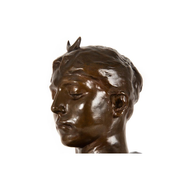 French Antique Bronze Sculpture Bust of Diana by Falguiere Ca. 1880 For Sale - Image 9 of 17