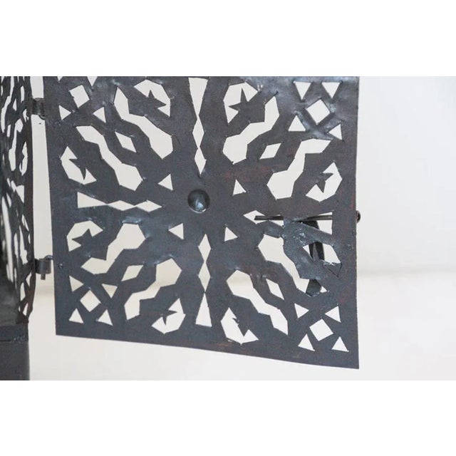Large Moroccan Moorish Hurricane Metal Candle Lantern For Sale - Image 10 of 13