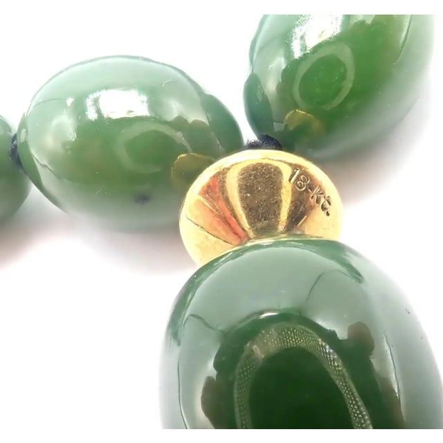 1970s Tiffany & Co. Angela Cummings Nephrite Jade Bead Yellow Gold Necklace For Sale - Image 10 of 12