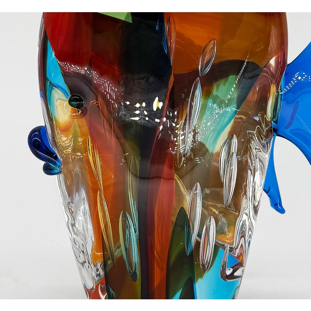 1960s Large Blown Glass Tropical Fish Sculpture Murano Labeled, 1960s For Sale - Image 5 of 8
