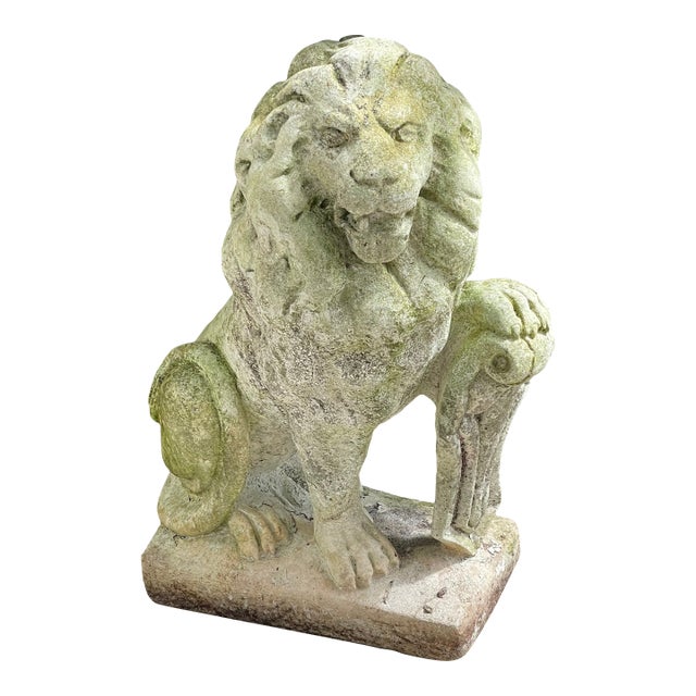 Antique Concrete Garden Lion Sculpture For Sale