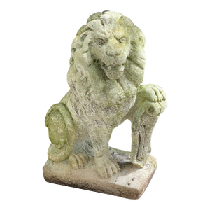 Antique Concrete Garden Lion Sculpture