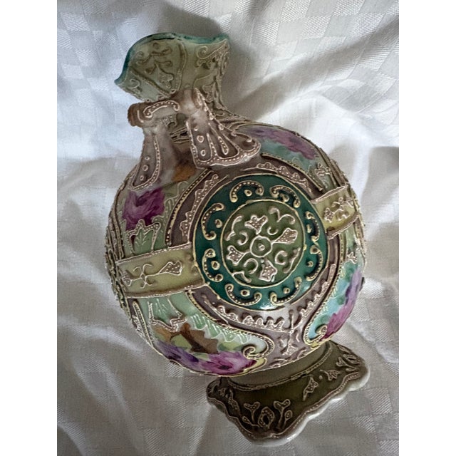 Late 19th C Japanese Double Handles Moriage Porcelain Vase For Sale - Image 10 of 16