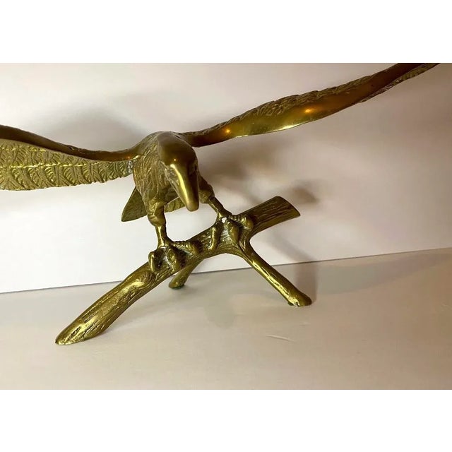 Large Vintage Brass Eagle Sculpture For Sale In Los Angeles - Image 6 of 9