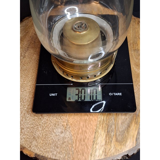 Antique 1840s Brass Whale Oil Lantern Fixed Globe Pear Shape Glass For Sale - Image 14 of 14