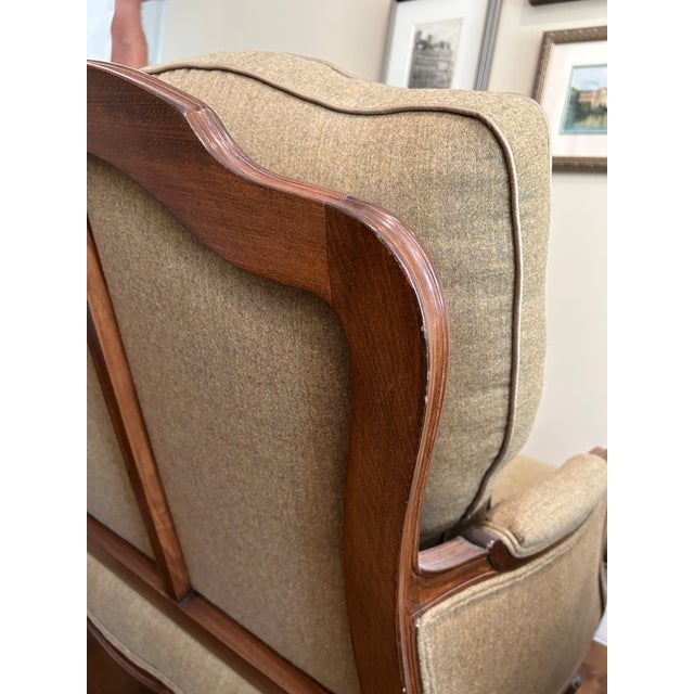 Heather Green Wool Bergere Chairs, a Pair For Sale - Image 4 of 10