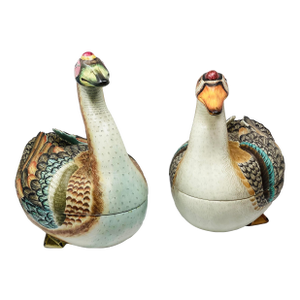 Rare Set of Vintage Mottahedeh Polychrome Geese Tureens